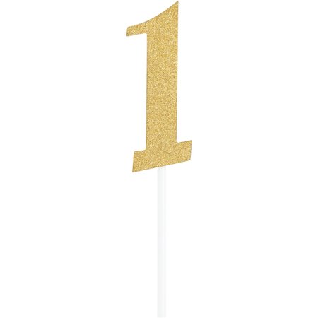CREATIVE CONVERTING Gold Number One Cake Topper, 5.75"x6", 12PK 324542